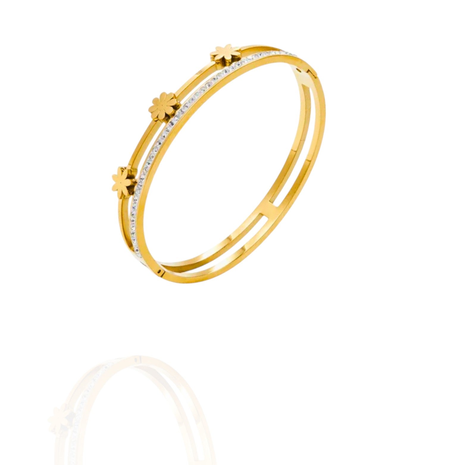Lydia | Double Band Floral Zircon Bangle