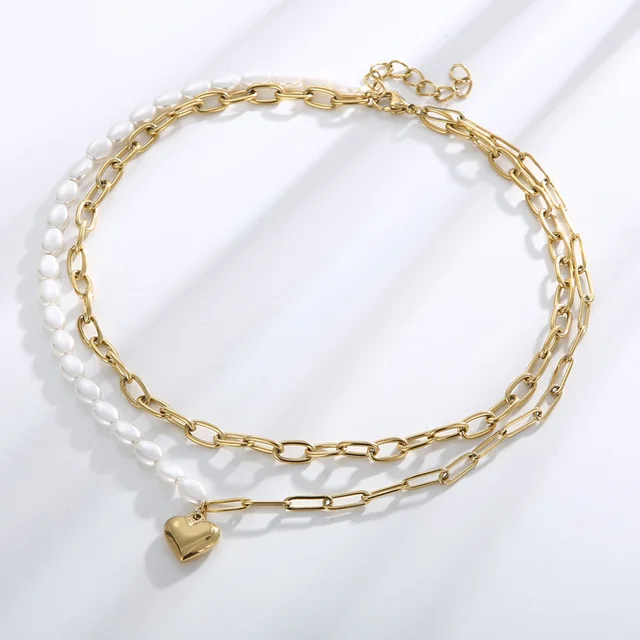 Alana | Layered Heart and Pearl Necklace