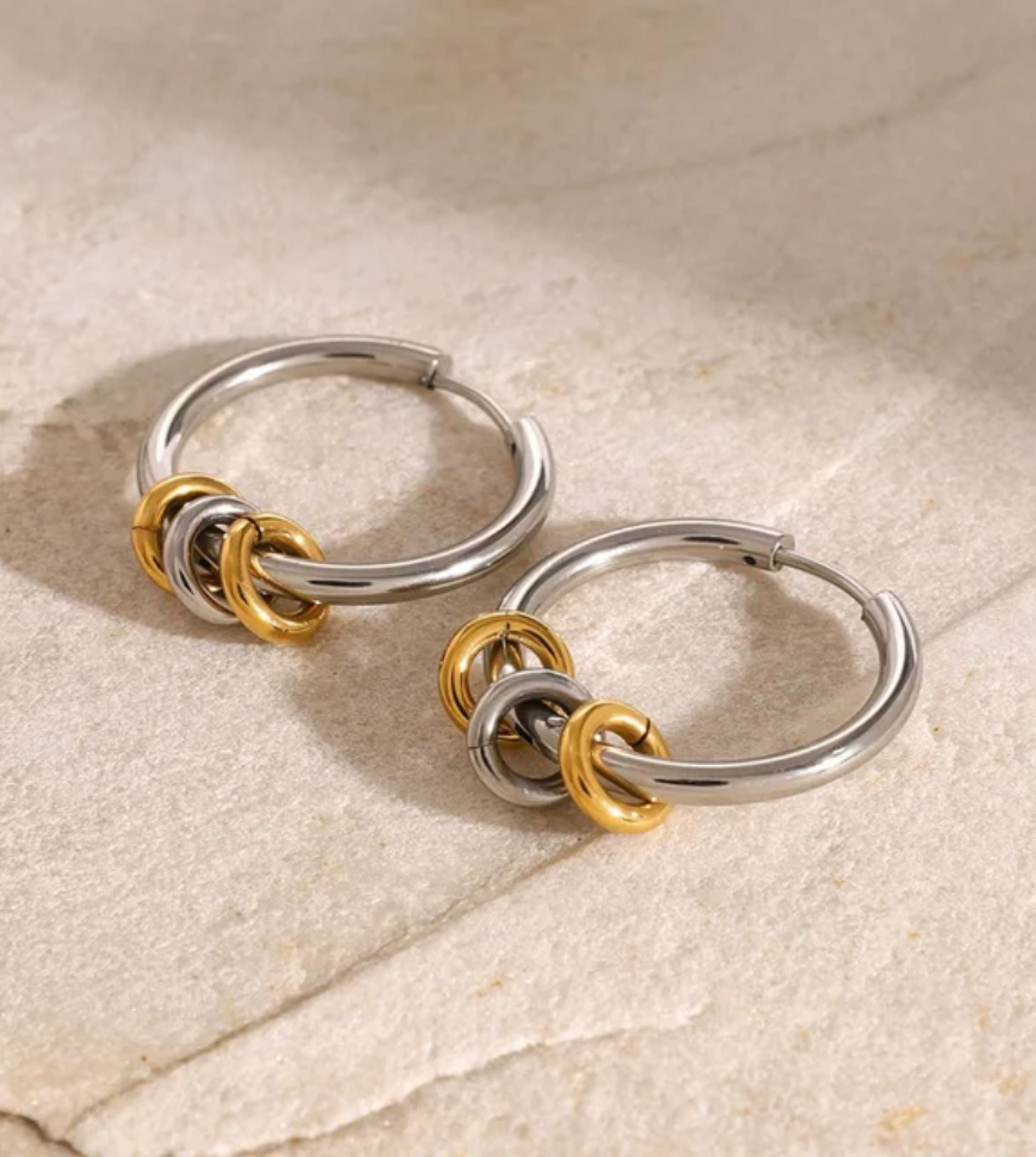 Selene Two-Tone Hoop Earrings