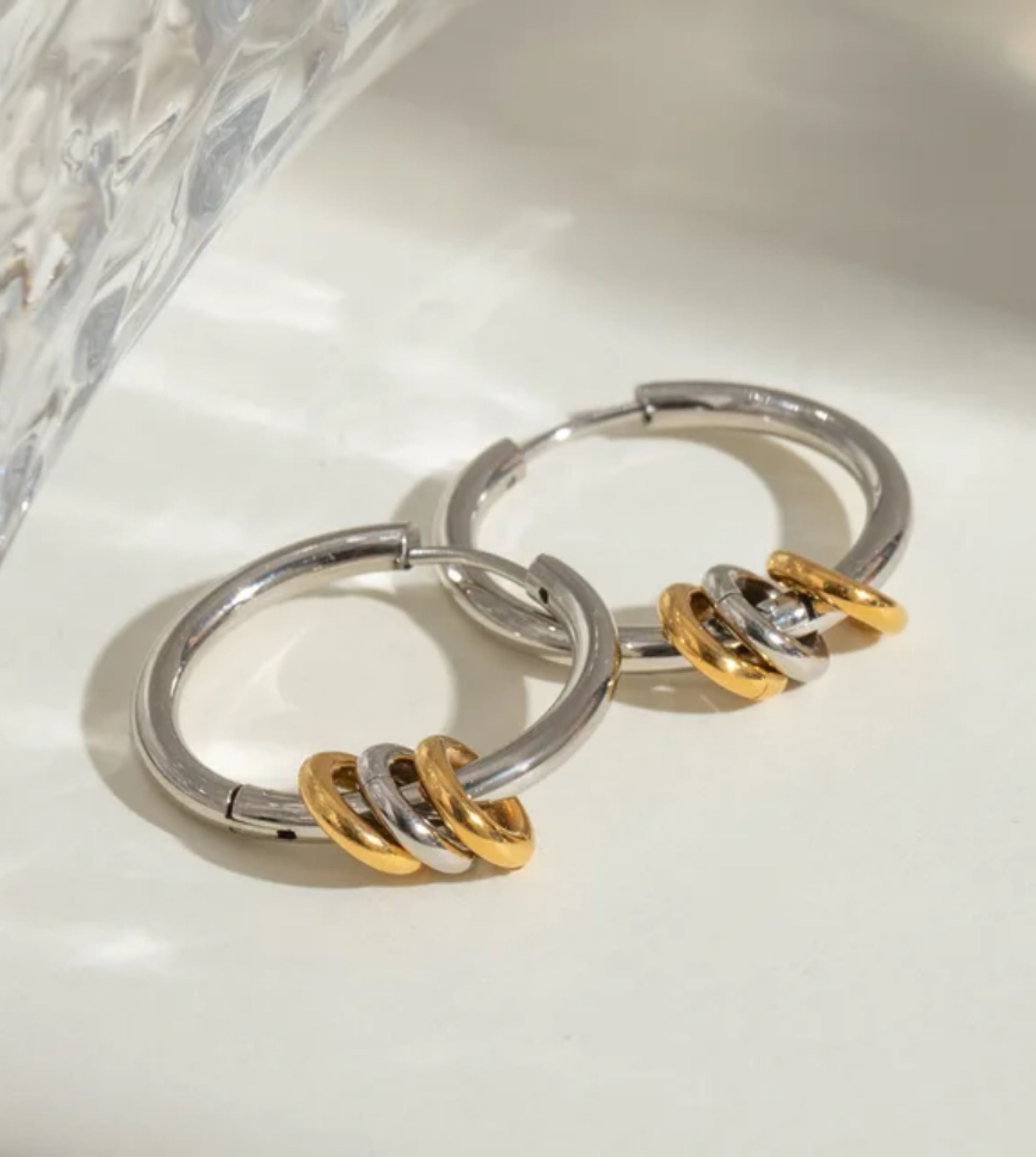 Selene Two-Tone Hoop Earrings