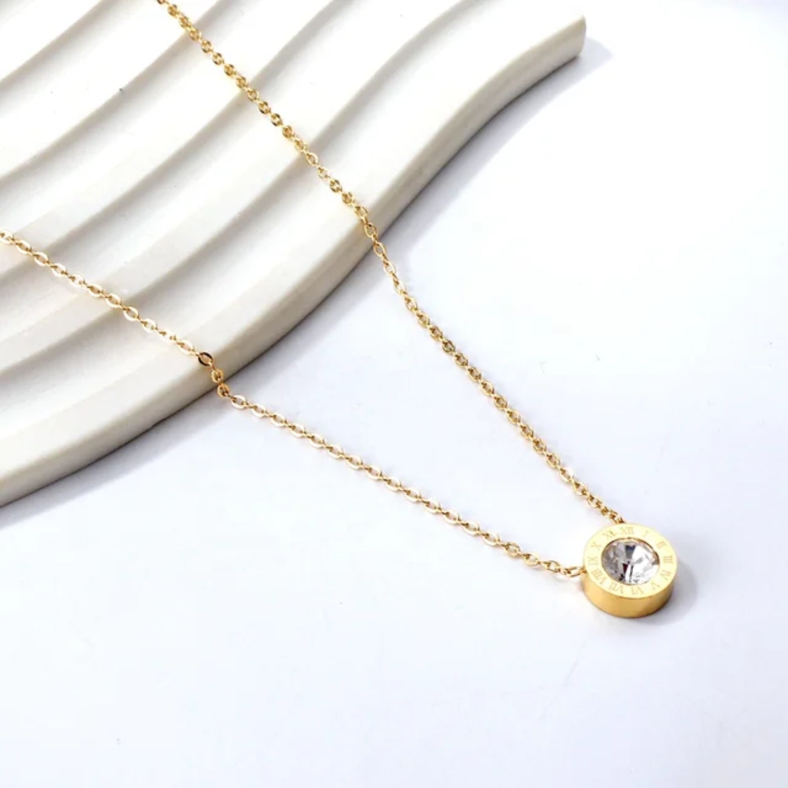 Teresa | Roman Numeral Crystal Necklace
