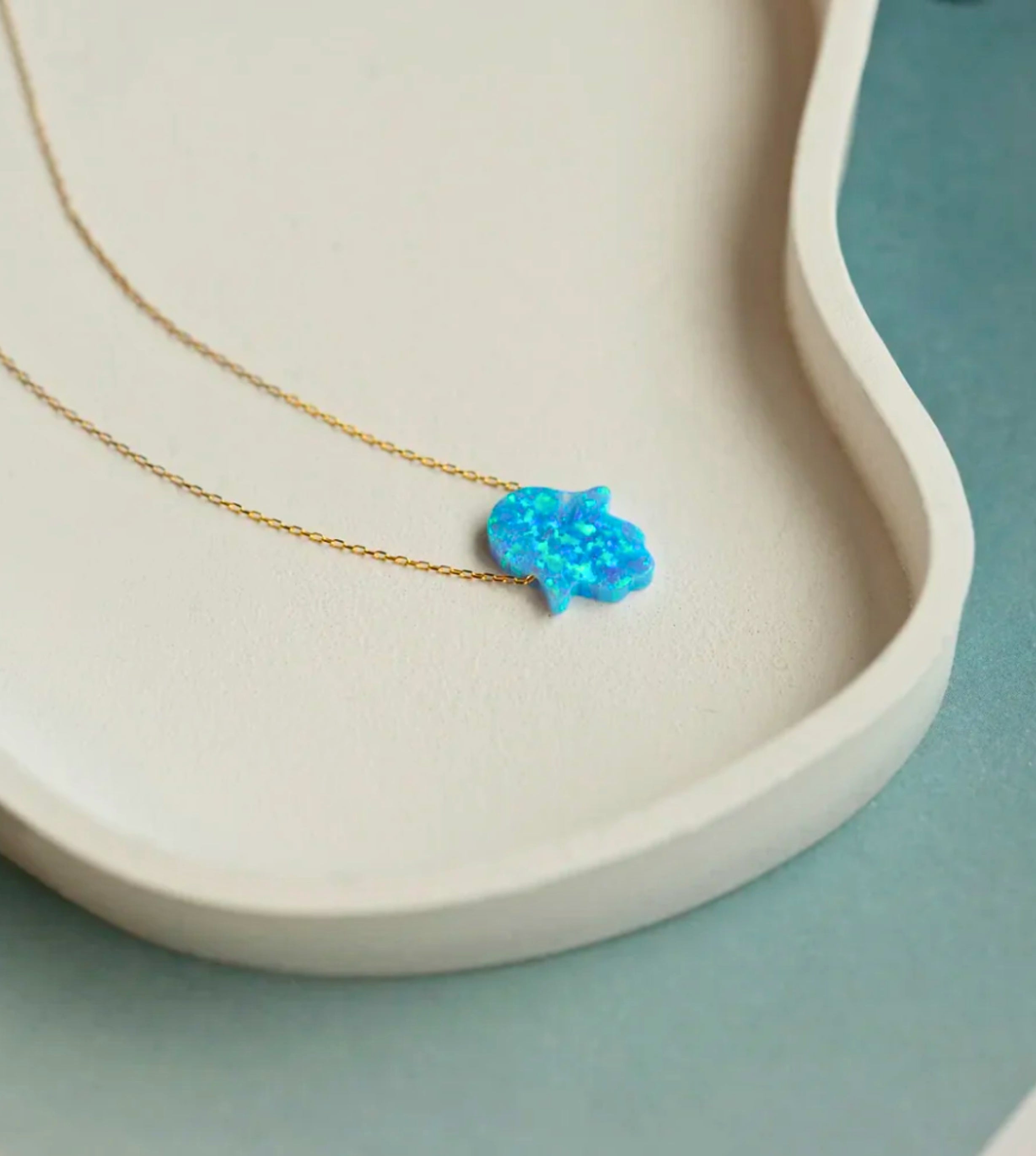 Blue Opal Hamsa Necklace