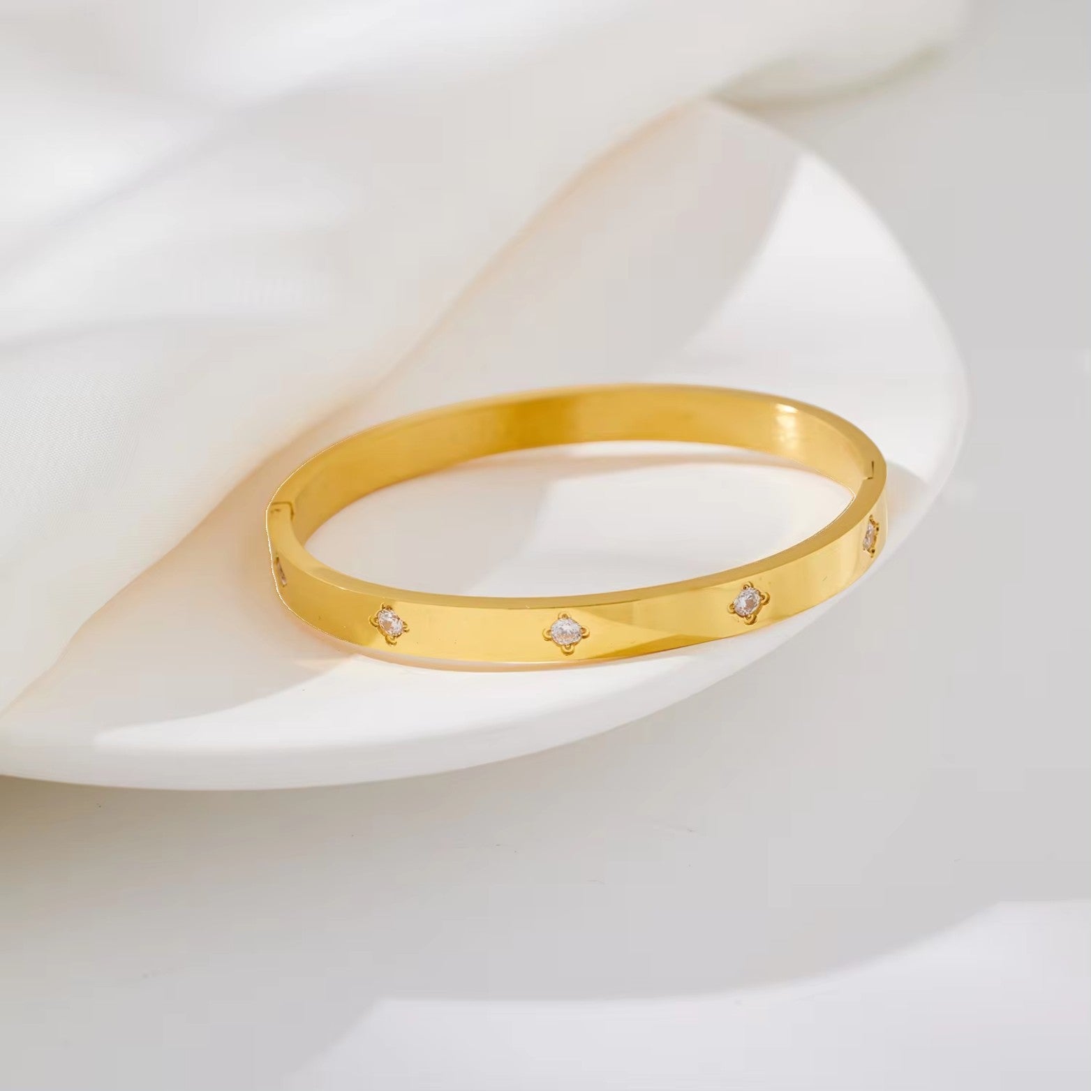 Elena | Crystal-Studded Gold Bangle