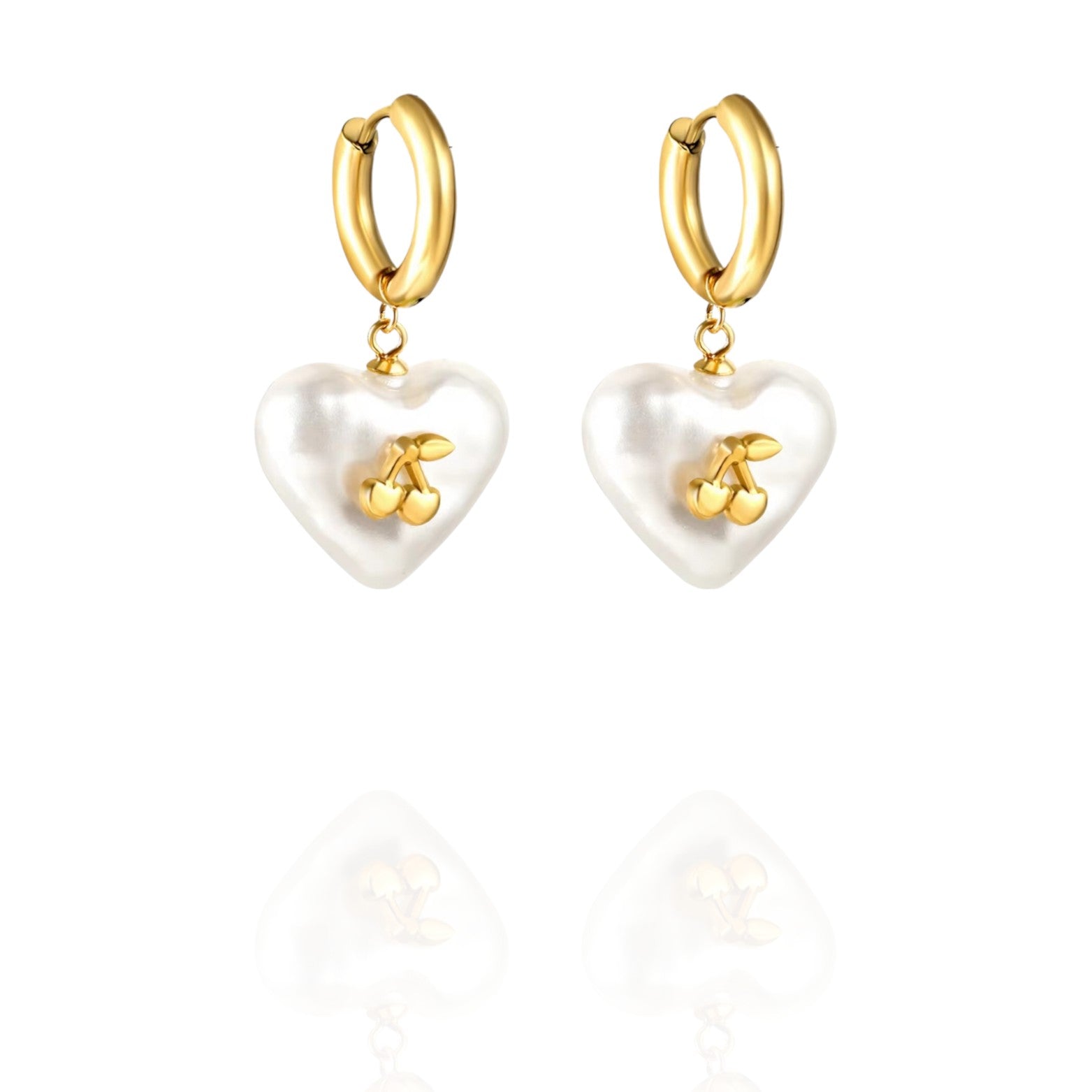 Elysia Heart Cherry Pearl Earrings