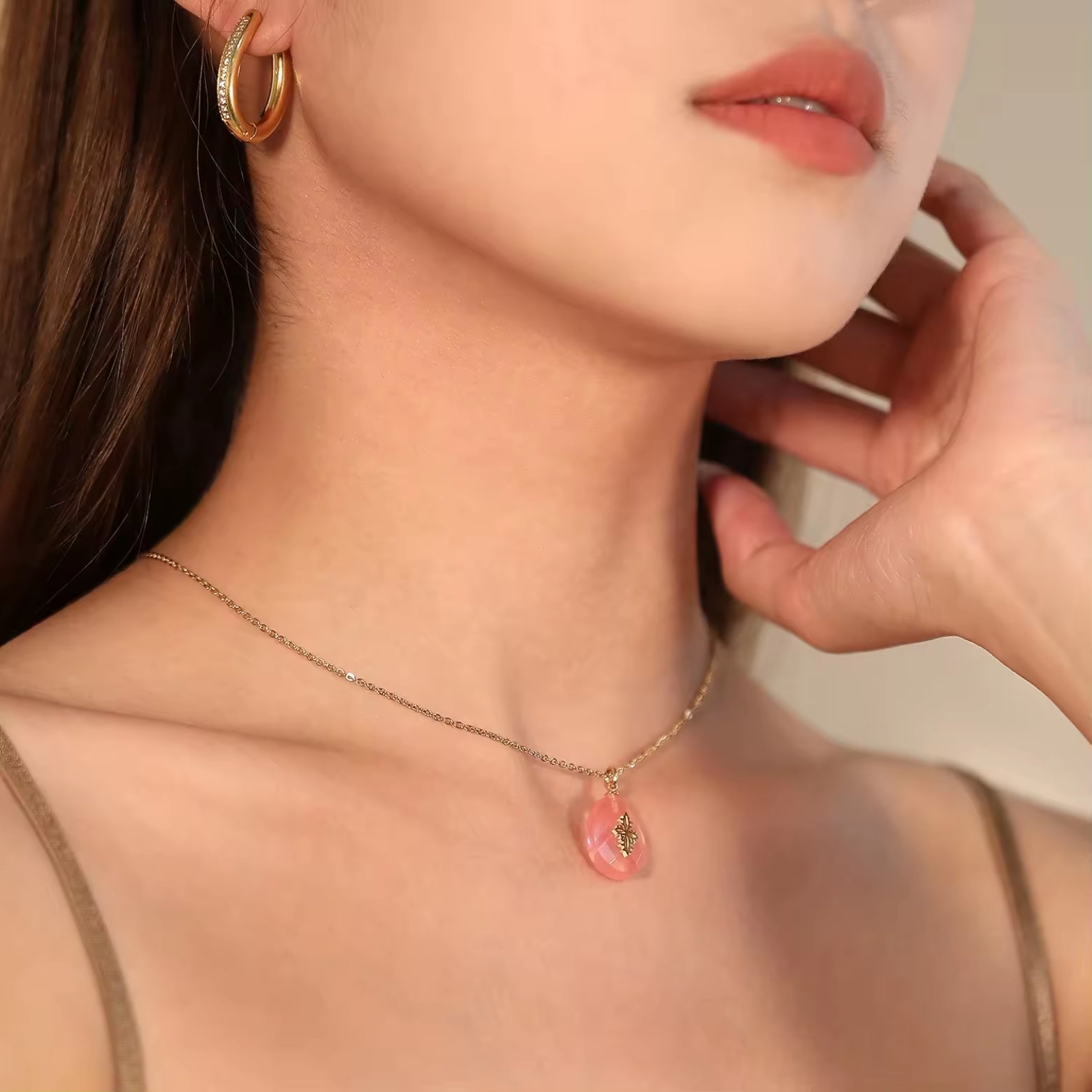 Lilia | Natural Pink Stone Necklace