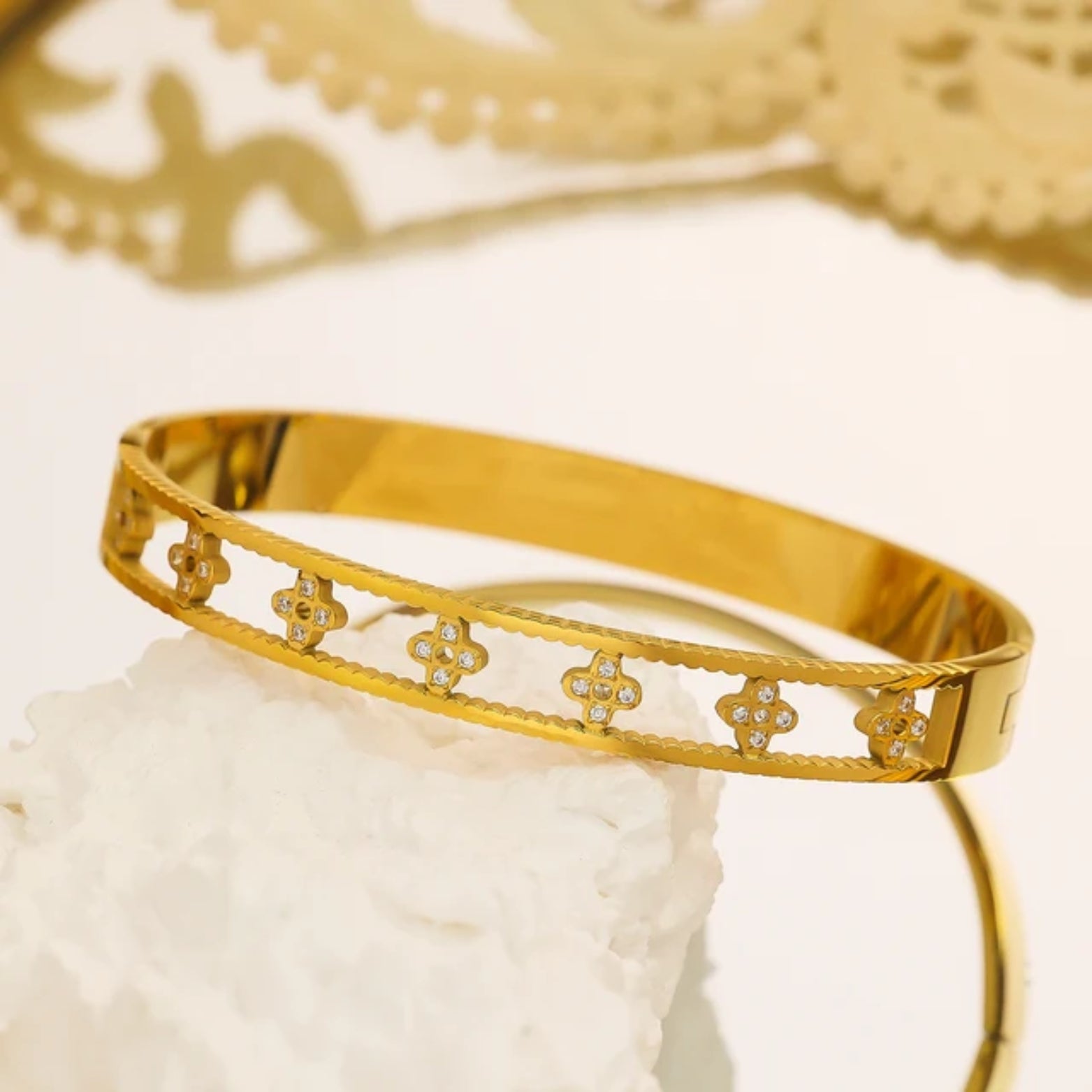 Alethea | Floral Zircon Embellished Bangle