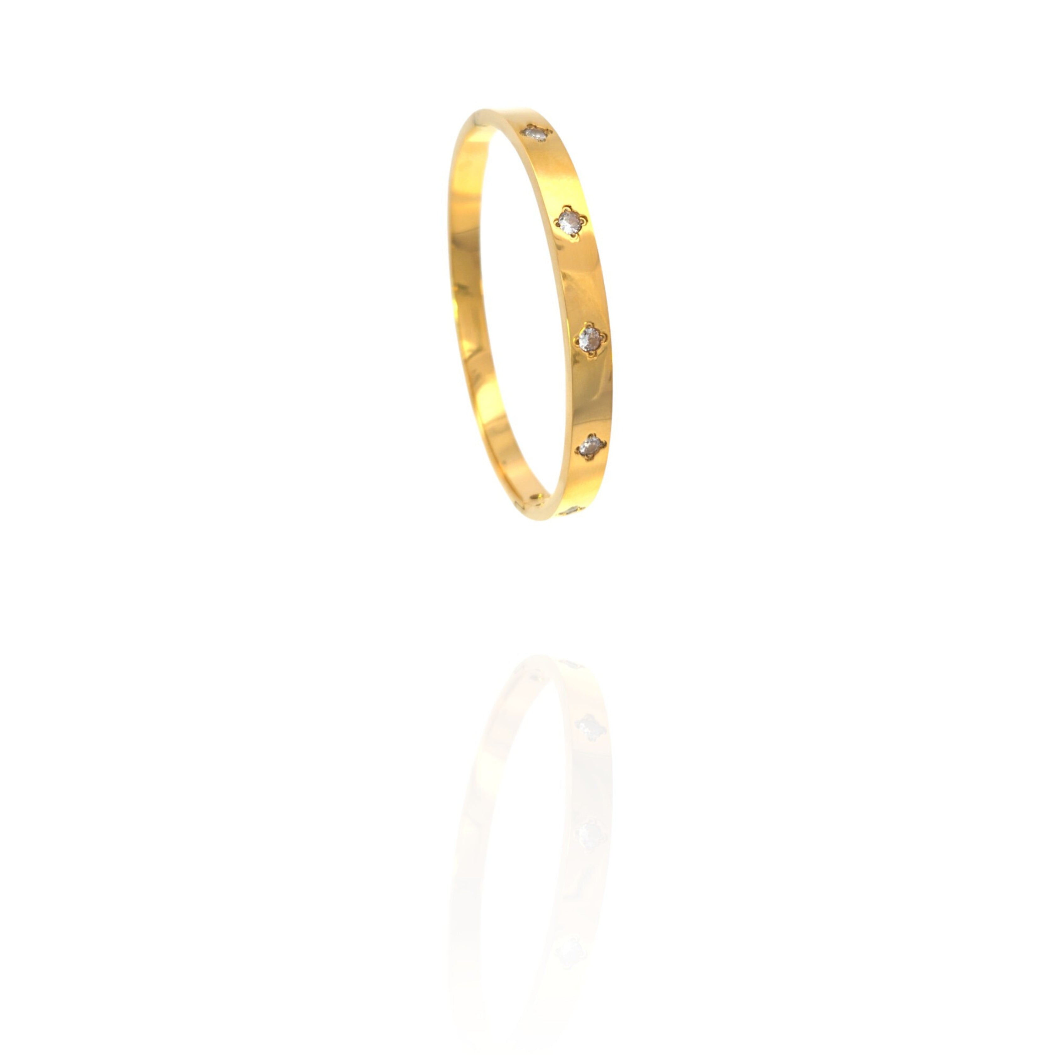 Elena | Crystal-Studded Gold Bangle