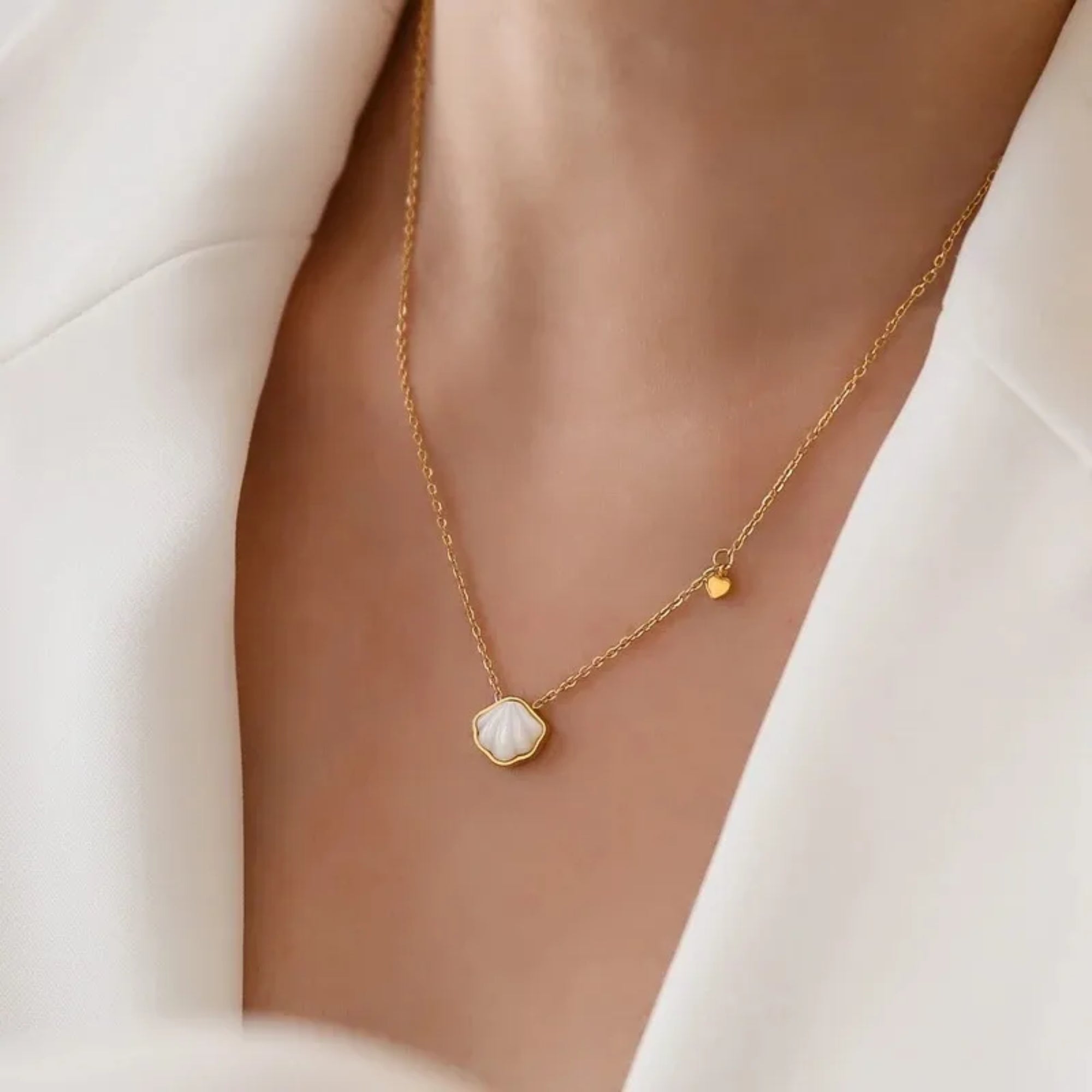 Lucia White Shell Pendant Necklace