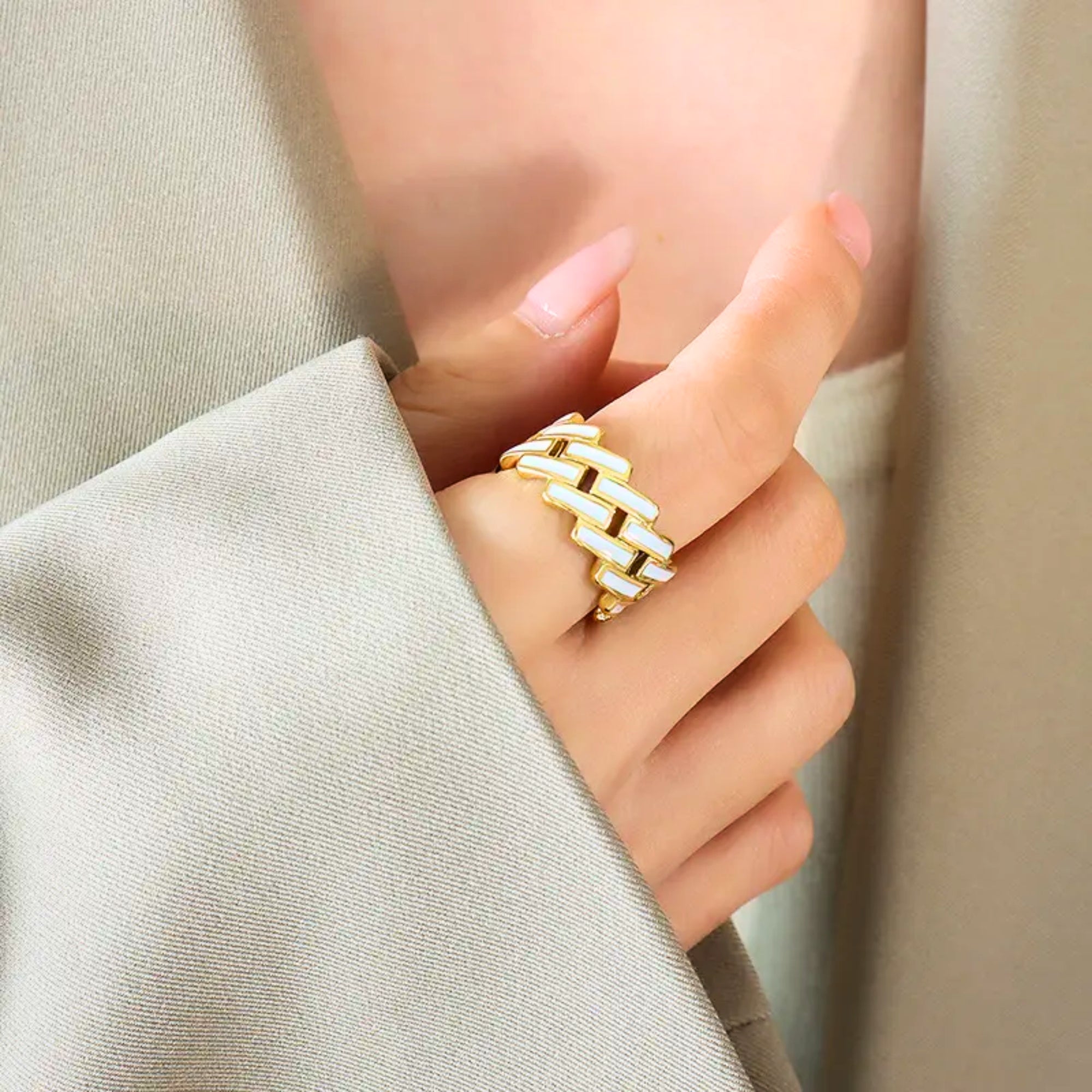 Delia Geometric Enamel Ring