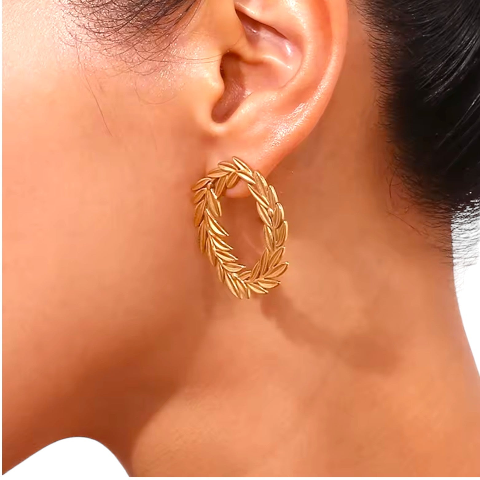 Laurel Leaf Hoop Earrings