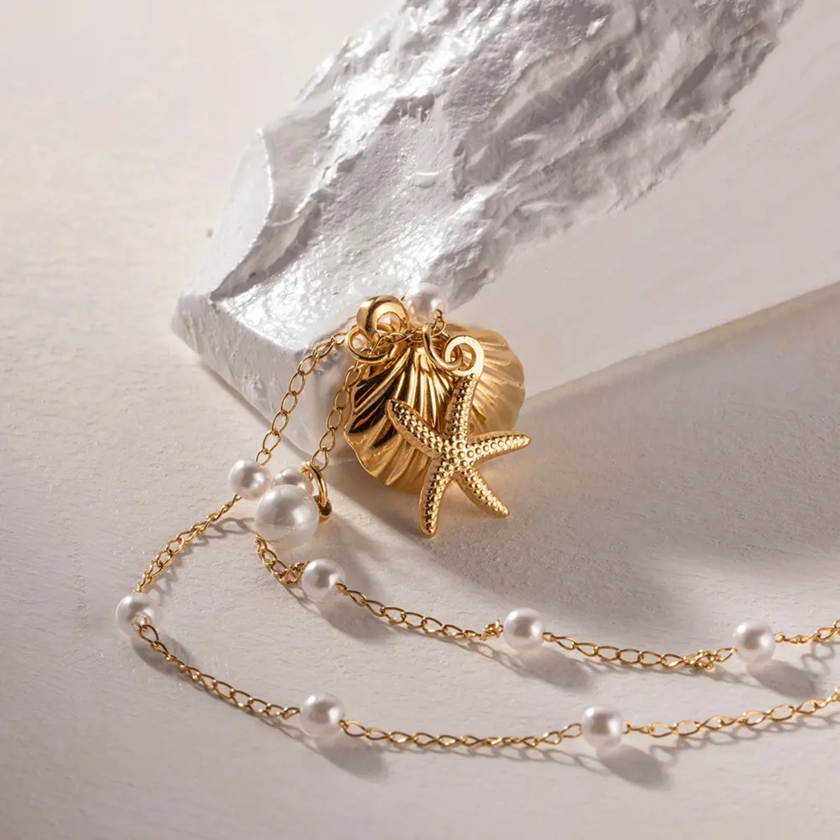 Isla Pearl & Seashell Charm Necklace