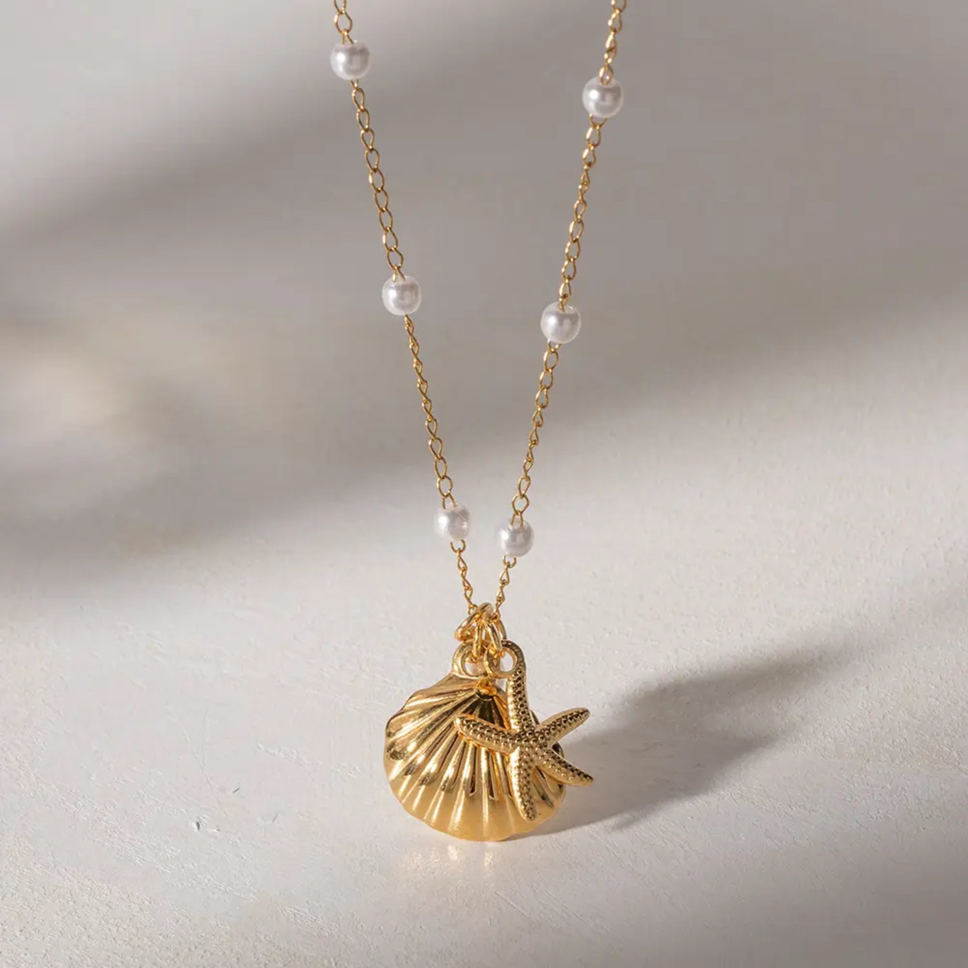 Isla Pearl & Seashell Charm Necklace