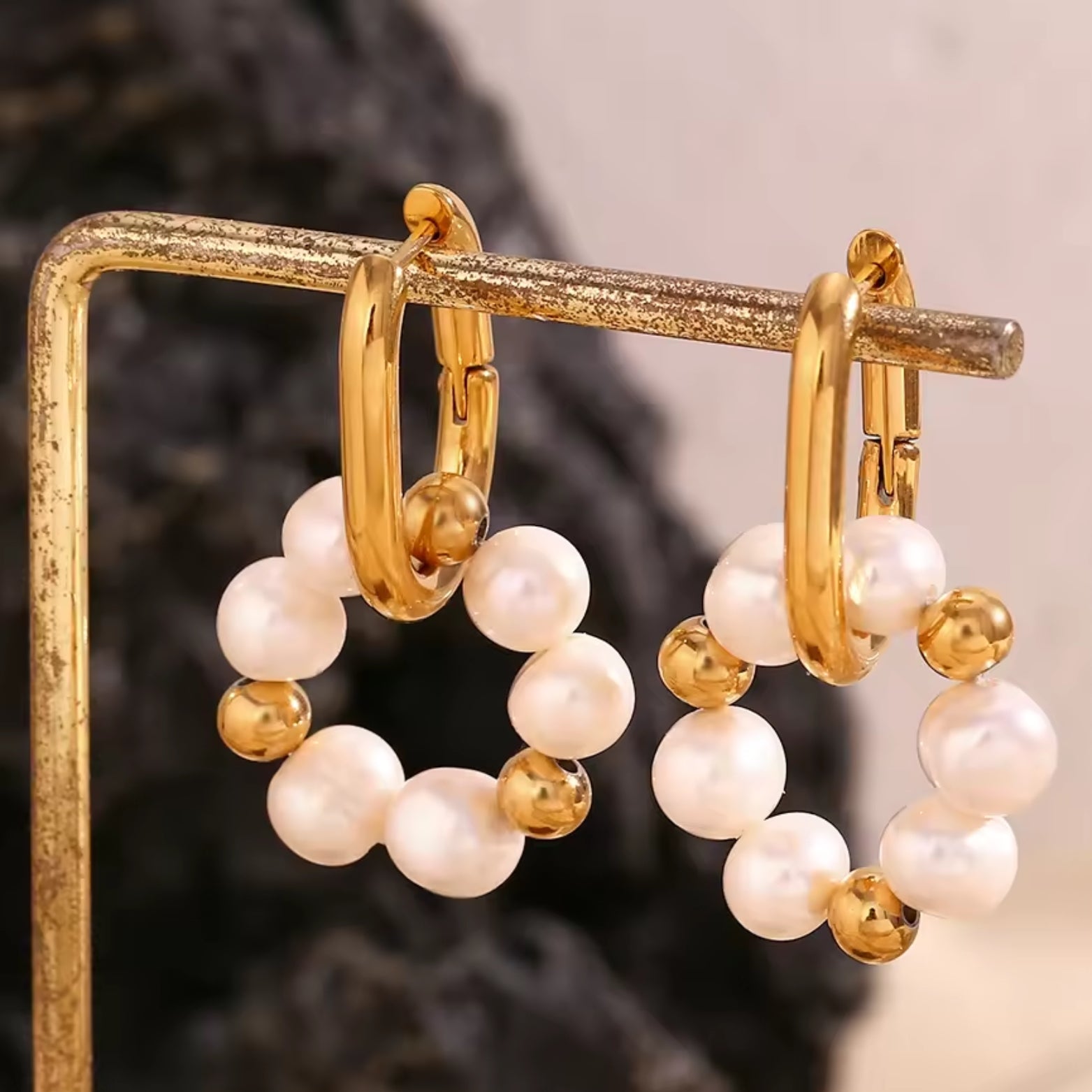 Pearl Blossom Hoops