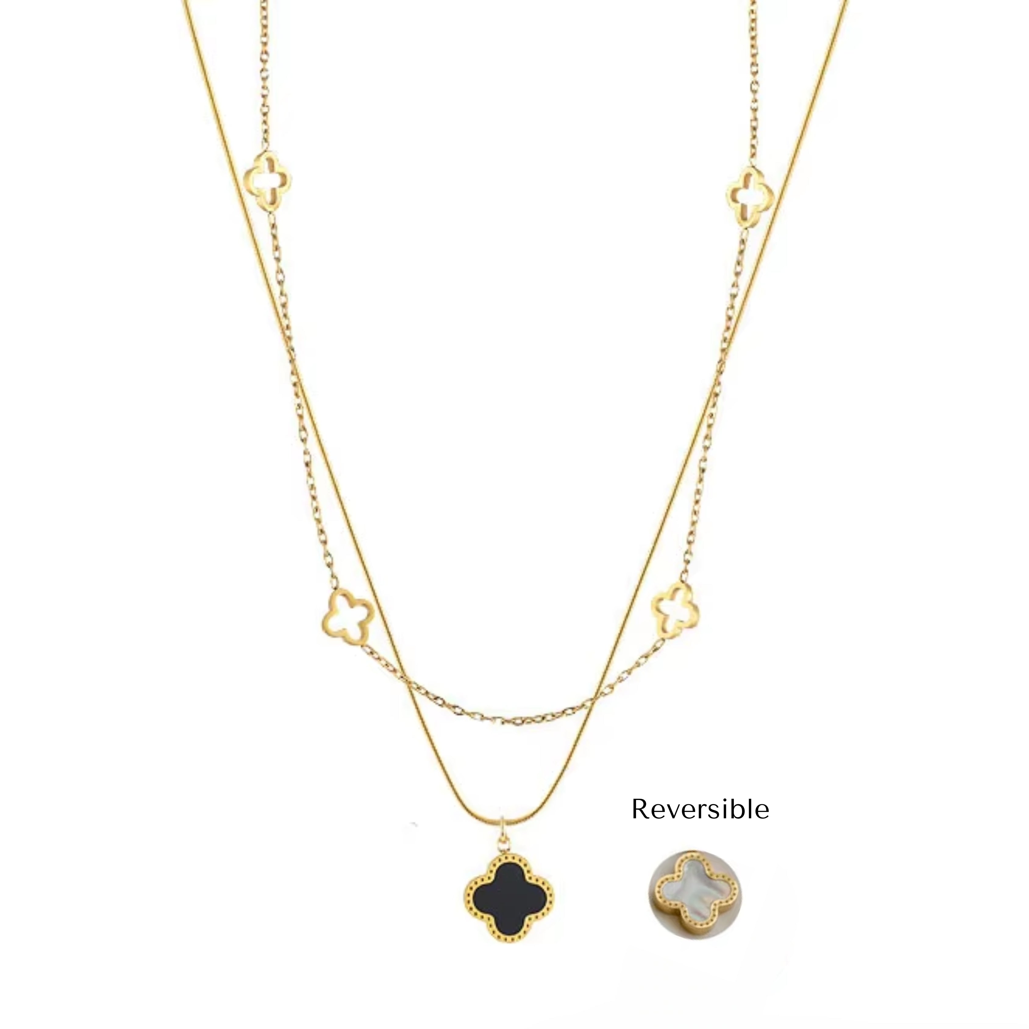 Elena Double Layer Clover Necklace