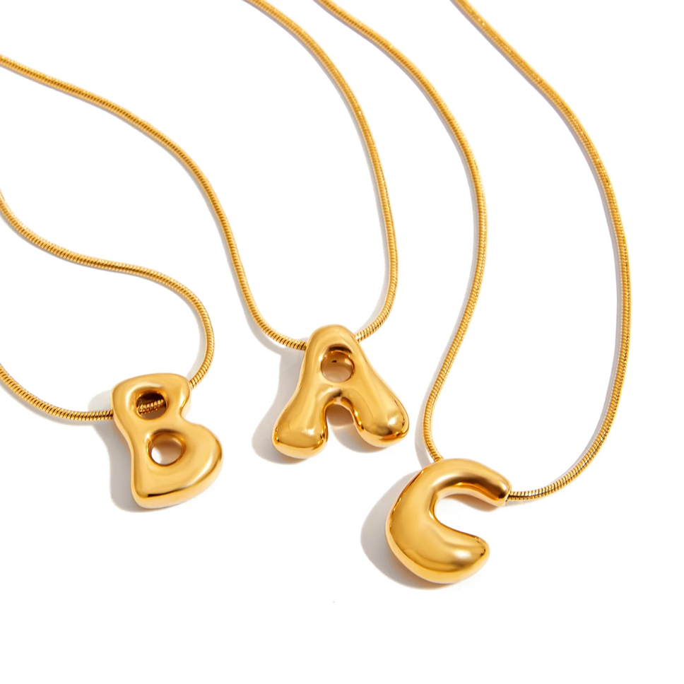 Bubble Letter Initial Necklace
